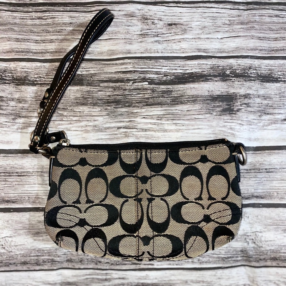 Coach Jacquard Signature Wristlet